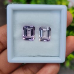 พลอย อเมทิส Amethyst 2 เม็ด 6.25 กะรัต (Cts.) พลอยแท้ อัญมณีมงคลประจําวันเกิด เครื่องประดับพลอย