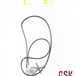 สร้อยคอเชือกดำ+จี้โลหะ