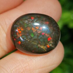 พลอย แบล็ก โอปอล Black Opal 15.76 กะรัต (Cts.) ดิบ (Unheated) พลอยแท้ อัญมณีมงคลประจําวันเกิด เครื่องประดับพลอย