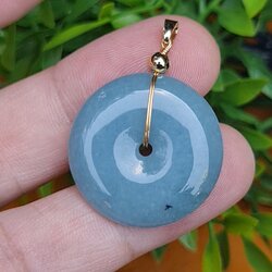 หยก จี้โดนัทหยก 45.15 Cts. (ฺBi Disc Jade) หยกแท้ อัญมณีมงคลประจําวันเกิด เครื่องประดับพลอย