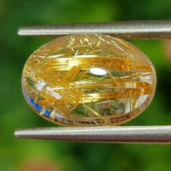 ไหมทอง ควอตซ์ Golden Rutilated Quartz 5.55 กะรัต Cts.พลอยแท้ อัญมณีมงคลประจําวันเกิด เครื่องประดับพลอย