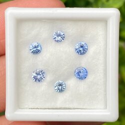 พลอย ไพลิน blue sapphire 1.16 กะรัต (Cts.) 6 เม็ด (pcs.) พลอยแท้ อัญมณีมงคลประจําวันเกิด เครื่องประดับพลอย