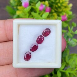 พลอย ทับทิม (Ruby Sapphire) 4 เม็ด 1.77 กะรัต (Cts.) พลอยแท้ อัญมณีมงคลประจําวันเกิด เครื่องประดับพลอย