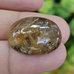 ไหมทอง ควอตซ์ Golden Rutilated Quartz 27.54 กะรัต Cts.พลอยแท้ อัญมณีมงคลประจําวันเกิด เครื่องประดับพลอย
