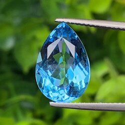 พลอย บลู โทแพซ (Blue Topaz) 6.40 กะรัต (Cts.) พลอยแท้ อัญมณีมงคลประจําวันเกิด เครื่องประดับพลอย
