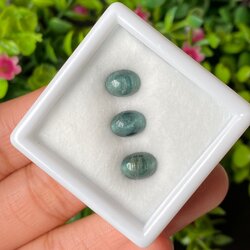 ตาแมว ทัวร์มาลีน Cat eye Tourmaline 4.81 กะรัต Cts. 3 เม็ด (Pcs.) พลอยแท้ อัญมณีมงคลประจําวันเกิด เครื่องประดับพลอย