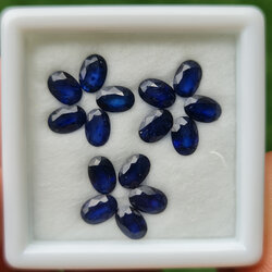 พลอย ไพลิน blue sapphire 8.74 กะรัต (Cts.) 15 เม็ด (Pcs.) พลอยแท้ อัญมณีมงคลประจําวันเกิด เครื่องประดับพลอย