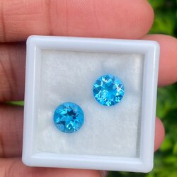 พลอย บลู โทแพซ Blue Topaz 2 เม็ด 3.00 กะรัต พลอยแท้ อัญมณีมงคลประจําวันเกิด เครื่องประดับพลอย