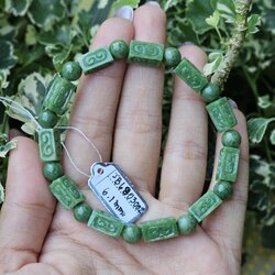 ๋JB6803002 หยก พม่า แท้ Jade กำไล ประคำหยกแกะสลัก 6.1 มม. (Jadeite Beads Bracelet) พม่า (Myanmar)