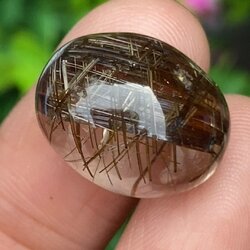 ไหมนาค ไหมจักรพรรดิ์ Rutilated Quartz 17.28 กะรัต Cts.พลอยแท้ อัญมณีมงคลประจําวันเกิด เครื่องประดับพลอย