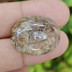 ไหมดำ ควอตซ์ แก้วขนเหล็ก Black Rutilated Quartz 30.87 กะรัต Cts. พลอยแท้ อัญมณีมงคลประจําวันเกิด เครื่องประดับพลอย