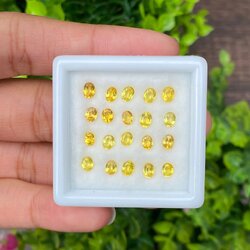 พลอย บุษราคัม yellow sapphire 5.05 กะรัต (Cts.) 20 เม็ด (Pcs.) พลอยแท้ อัญมณีมงคลประจําวันเกิด เครื่องประดับพลอย