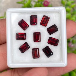 พลอย โกเมน Garnet 10 เม็ด (pcs.) 10.81 กะรัต (Cts.) พลอยแท้ อัญมณีมงคลประจําวันเกิด เครื่องประดับพลอย