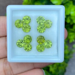 พลอย เพอริดอต Peridot 11.49 กะรัต (Cts.) 10 เม็ด (pcs.) พลอยแท้ อัญมณีมงคลประจําวันเกิด เครื่องประดับพลอย