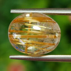 ไหมทอง ควอตซ์ Golden Rutilated Quartz 7.00 กะรัต Cts.พลอยแท้ อัญมณีมงคลประจําวันเกิด เครื่องประดับพลอย