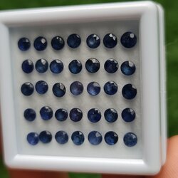 พลอย ไพลิน blue sapphire 12.00 กะรัต (Cts.) 35 เม็ด (pcs.) พลอยแท้ อัญมณีมงคลประจําวันเกิด เครื่องประดับพลอย