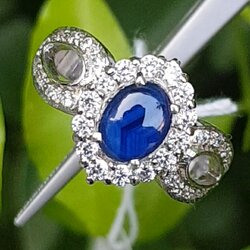แหวน พลอย ไพลิน ดิบ (Size) 51 Unheated Blue Sapphire Ring พลอยแท้ อัญมณีมงคลประจําวันเกิด เครื่องประดับพลอย