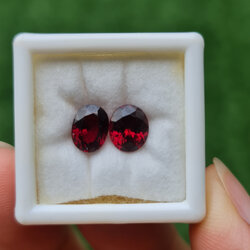 พลอย โรโดไลต์ การ์เน็ท Rhodolite Garnet 3.10 Cts. 2 เม็ด (Pcs.) พลอยแท้ อัญมณีมงคลประจําวันเกิด เครื่องประดับพลอย