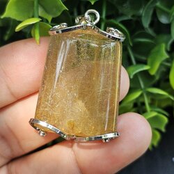 จี้ไหมทอง (Golden Rutilated Quartz) 16.34 กรัม g. พลอยแท้ อัญมณีมงคลประจําวันเกิด เครื่องประดับพลอย