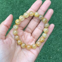 กำไล ไหมทอง Golden Rutile Quartz พลอยแท้ อัญมณีมงคลประจําวันเกิด เครื่องประดับพลอย