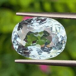 พลอย อความารีน Aquamarine 5.87 กะรัต (Cts.) พลอยแท้ อัญมณีมงคลประจําวันเกิด เครื่องประดับพลอย