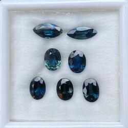 พลอย ไพลิน blue sapphire 7.13 กะรัต (Cts.) 7 เม็ด (pcs.) พลอยแท้ อัญมณีมงคลประจําวันเกิด เครื่องประดับพลอย