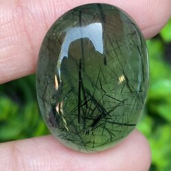 ไหมดำ พรีไนท์ Prehnite with Black tourmaline 41.0 กะรัต Cts. พลอยแท้ อัญมณีมงคลประจําวันเกิด เครื่องประดับพลอย