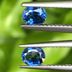 พลอย ไพลิน Blue Sapphire 1.16 กะรัต (Cts.) 2 เม็ด (Pcs.) พลอยแท้ อัญมณีมงคลประจําวันเกิด เครื่องประดับพลอย