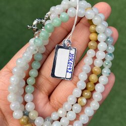 สร้อยคอหยก 3 สี (3 Type Jadeite Necklace) ดิบ ไม่ผ่านการปรับปรุง (Type A) พม่า (Myanmar) หยก พม่า แท้ Jade