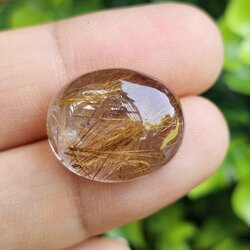 ไหมทอง ควอตซ์ Golden Rutilated Quartz 24.28 กะรัต Cts.พลอยแท้ อัญมณีมงคลประจําวันเกิด เครื่องประดับพลอย