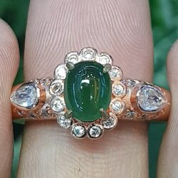 หยก พม่า แท้ Jade แหวนหยก แหวน หยก (jadeite) 1.19 กะรัต (Cts.) ดิบ (Size) 59 ไม่ผ่านการปรับปรุง (Type A) พม่า (Myanmar)