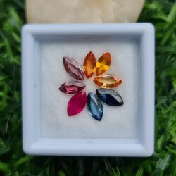 พลอย แฟนซี แซฟไฟร์ Fancy Sapphire 8 เม็ด 3.12 กะรัต (cts.) พลอยแท้ อัญมณีมงคลประจําวันเกิด เครื่องประดับพลอย