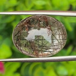 ไหมดำ แก้วขนเหล็ก ควอตซ์ Black Rutilated Quartz 17.60 กะรัต Cts. พลอยแท้ อัญมณีมงคลประจําวันเกิด เครื่องประดับพลอย