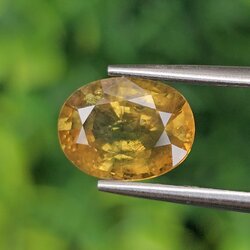 พลอย บุษราคัม yellow sapphire 3.18 กะรัต (Cts.) พลอยแท้ อัญมณีมงคลประจําวันเกิด เครื่องประดับพลอย