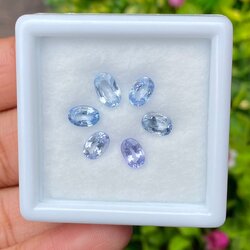 พลอย ไพลิน blue sapphire 4.61 กะรัต (Cts.) 6 เม็ด (pcs.) พลอยแท้ อัญมณีมงคลประจําวันเกิด เครื่องประดับพลอย