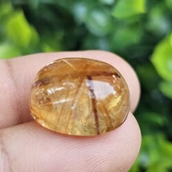 ไหมทอง ควอตซ์ Golden Rutilated Quartz 17.12 กะรัต Cts.พลอยแท้ อัญมณีมงคลประจําวันเกิด เครื่องประดับพลอย
