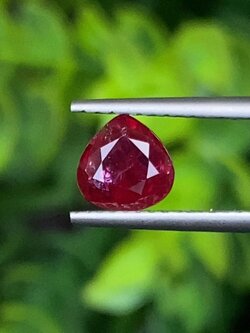 พลอย ทับทิม Ruby sapphire 1.18 กะรัต (Cts.) ดิบ Unheated พลอยแท้ อัญมณีมงคลประจําวันเกิด เครื่องประดับพลอย