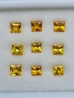 พลอย บุษราคัม yellow sapphire 3.48 กะรัต (Cts.) 9 เม็ด (Pcs.) พลอยแท้ อัญมณีมงคลประจําวันเกิด เครื่องประดับพลอย