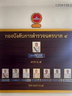 ป้ายทำเนียบบุคลากร ขนาด 120x150cm วัสดุหน้าไม้สัก ติดกรอบอะคริลิคแบบสอดรูปได้