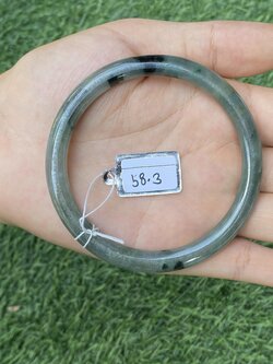 1114 หยก พม่า แท้ Jade กำไลหยก 58.3 มม (Jadeite bracelet) พม่า (Myanmar)