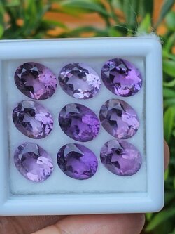 พลอย อเมทิส Amethyst 23.13 กะรัต (Cts.) 9 เม็ด (Pcs.) พลอยแท้ อัญมณีมงคลประจําวันเกิด เครื่องประดับพลอย
