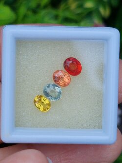 พลอย แฟนซี แซฟไฟร์ Fancy Sapphire 4 เม็ด 2.35 กะรัต (cts.) พลอยแท้ อัญมณีมงคลประจําวันเกิด เครื่องประดับพลอย