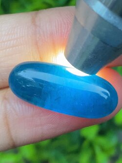 พลอย บลู อะพาไทต์ Blue Apatite 15.60(Cts.) ดิบ Unheated. พลอยแท้ อัญมณีมงคลประจําวันเกิด เครื่องประดับพลอย
