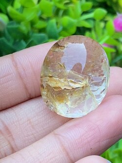 โป่งข่าม ควอตซ์ Rutilated Quartz 49.15 กะรัต Cts. พลอยแท้ อัญมณีมงคลประจําวันเกิด เครื่องประดับพลอย