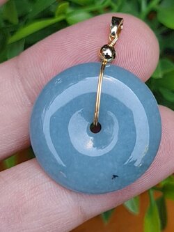 หยก จี้โดนัทหยก 45.15 Cts. (ฺBi Disc Jade) หยกแท้ อัญมณีมงคลประจําวันเกิด เครื่องประดับพลอย