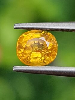 พลอย บุษราคัม yellow sapphire 1.25 กะรัต (Cts.) พลอยแท้ อัญมณีมงคลประจําวันเกิด เครื่องประดับพลอย
