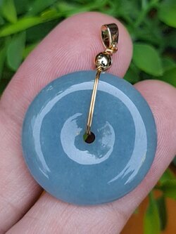 หยก จี้โดนัทหยก 42.75 Cts. (ฺBi Disc Jade) หยกแท้ อัญมณีมงคลประจําวันเกิด เครื่องประดับพลอย