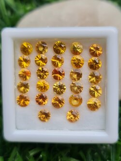 พลอย บุษราคัม yellow sapphire 4.43 กะรัต (Cts.) 27 เม็ด (Pcs.) พลอยแท้ อัญมณีมงคลประจําวันเกิด เครื่องประดับพลอย