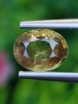 พลอย บุษราคัม Yellow Sapphire 1.38 กะรัต (Cts.) ดิบ Unheated พลอยแท้ อัญมณีมงคลประจําวันเกิด เครื่องประดับพลอย