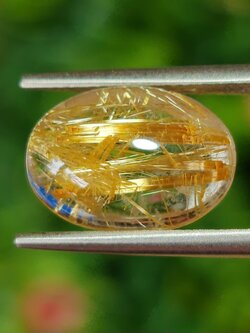 ไหมทอง ควอตซ์ Golden Rutilated Quartz 5.55 กะรัต Cts.พลอยแท้ อัญมณีมงคลประจําวันเกิด เครื่องประดับพลอย